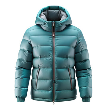 Winter Jacket Mockup Front and Back View &ndash; Gree Blank Puffer Coat Template for Branding or Logo Design
