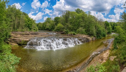 Scenic Waterfall in a Natural Park Setting