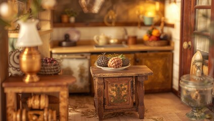 Close-up of a handmade toy replica in an interior setting