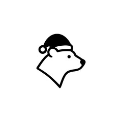 Festive Polar Bear with Santa Hat A Vector