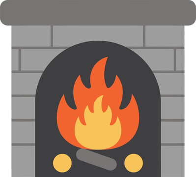 A cozy brick fireplace with a m, inviting fire.