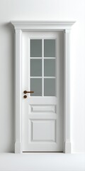 Fototapeta premium Elegant white interior door with glass panels and classic woodwork design