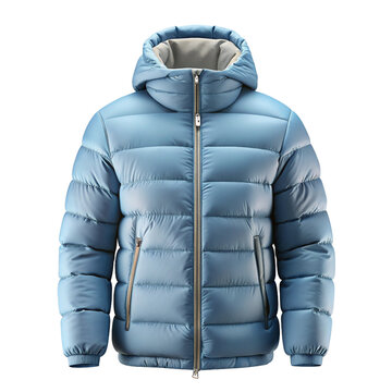 Winter Jacket Mockup Front and Back View &ndash; Sky Blank Puffer Coat Template for Branding or Logo Design