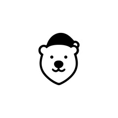 Cozy Santa Bear Minimalist Vector Icon for Holiday