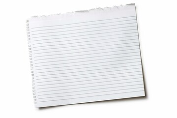 Torn notebook paper for writing. Blank for messages, memos. White background