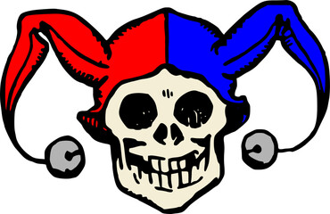 Smiling Jester Skull with Hat