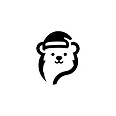 Festive Bear Cub in Santa Hat Vector Illustration