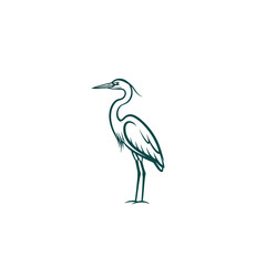 Obraz premium A detailed line drawing of a heron standing upright, showcasing its elegant form.