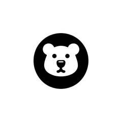 Cute Bear Head in Silhouette Circle Vector Illustration