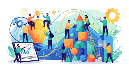 Innovative business concept with a team collaborating on a new project