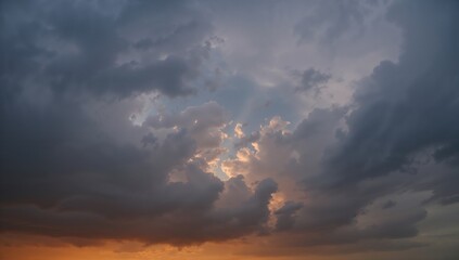 Obraz premium Wide panorama of rain clouds under the evening sky