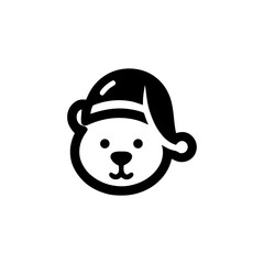 Festive Bear in Santa Hat Vector Illustration