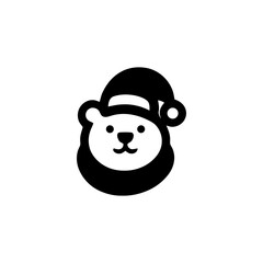 Adorable Christmas Bear in Santa Hat Vector Illustration