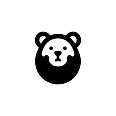 Minimalist Black and White Bear Head Icon Vector