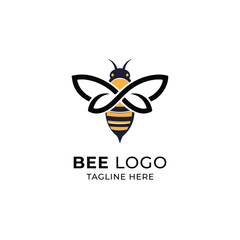 Modern Bee Logo with Infinity Wings