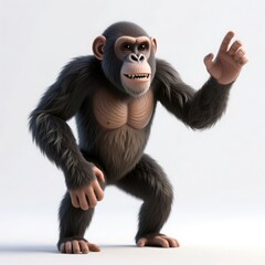 cheerful 3d chimpanzee waving with a wide grin, perfect for friendly branding, children's content, and playful design projects