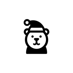 Festive Christmas Bear Icon with Santa Hat Design