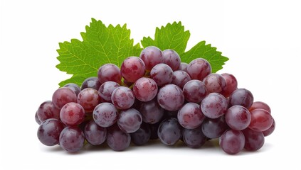 Fototapeta premium Cluster of grapes set against a plain white backdrop, separated from surroundings