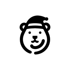 Obraz premium Festive Bear Head Vector Illustration with Santa Hat