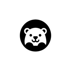 Charming Bear Face Icon within a Graphic Black