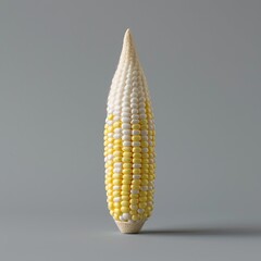 Unhusked Corn on Gray. Close-up showing kernels for recipe/healthy eating ad
