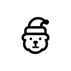 Festive Polar Bear Icon Wearing Santa Hat Design