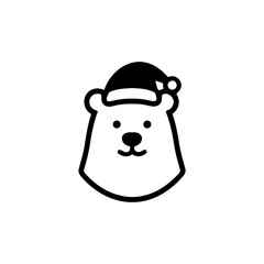 Festive Bear with Santa Hat Icon Vector Illustration