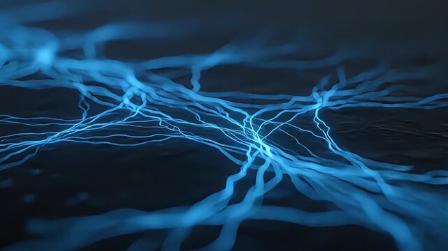 Growing Neural Network with Glowing Blue Synapses - Futuristic AI and Technology Background
