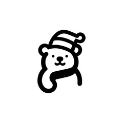 Festive Holiday Bear Wearing a Striped Christmas Hat