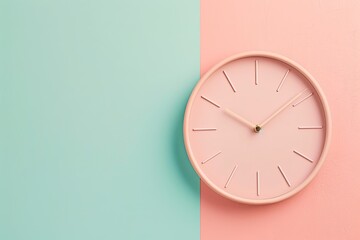 Wall Clock on Dual-Tone Background for Time Management, Goals, Deadlines, Schedule