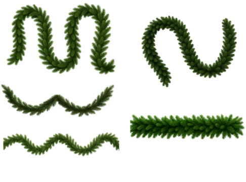 Set of pine branches in various shapes. Christmas. Greenery. Decoration.