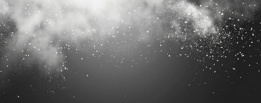 White dust particles floating in the air against a dark background for overlays