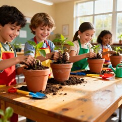 어린이원예체험_작은화분에모종심기