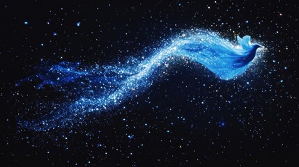 Celestial bird sparkling flight in dark galaxy abstract design