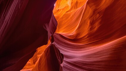 Obraz premium Glimpse of a narrow canyon illuminated by sunbeams