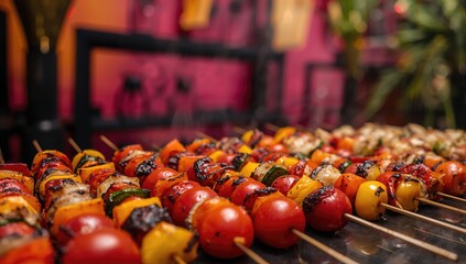 Tasty assorted vegetable kebabs perfect for a summer gathering