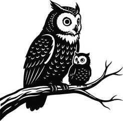 Great Horned Owl and Owlet