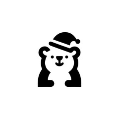 Cheerful Christmas Bear with Festive Hat Vector Icon