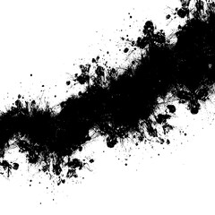 Obraz premium Abstract Black Ink Splatter Stroke with Grunge Texture on Pure White Background