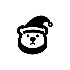 Cute Winter Bear Icon Design in Black