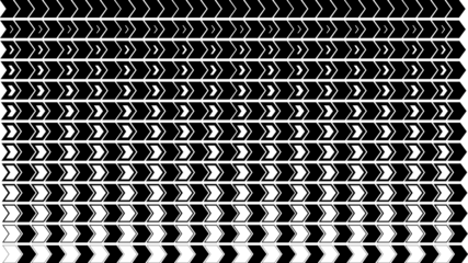 Abstract geometric pattern with alternating black and white arrow shapes on a transparent background. Repetitive chevron design with varying proportions.