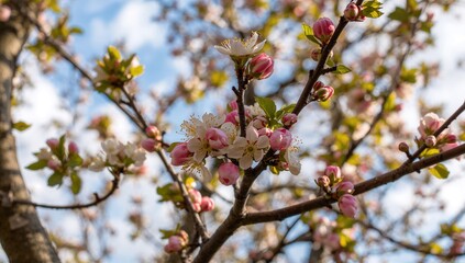 Detailed view of a tree blooming during springtime