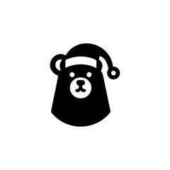 Festive Bear in Santa Hat Vector Illustration