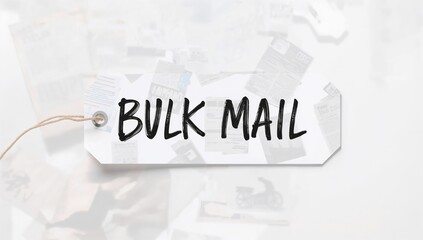Fototapeta premium Handwritten BULK MAIL on an abstract backdrop with business and training elements