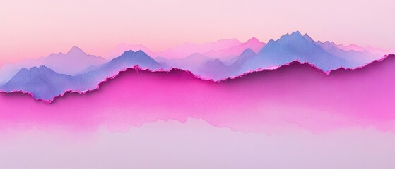 Torn paper landscape pink and purple abstract mountain range
