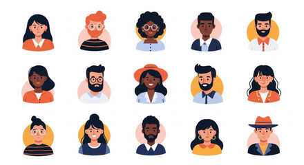 Diverse People Icons A Collection of Illustrated Portraits for Various Applications