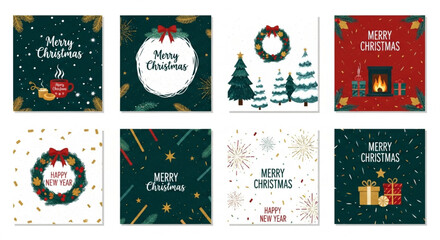 Festive Holiday Greeting Cards for Christmas and New Year