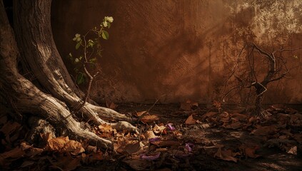 Withered foliage and lifeless trees