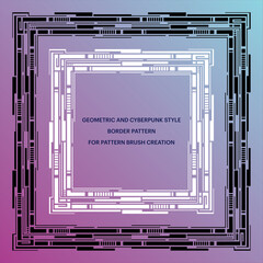 Geometric and Cybepunk style border pattern for pattern brush creation
