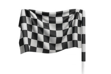 Checkered flag symbolizing racing finish, victory, competition, success, and award, waving with transparent background